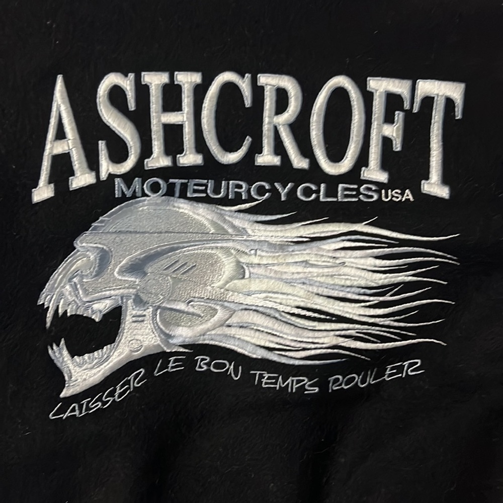 Host Pick🤎Ashcroft Motorcycles Embroidered Letterman Jacket punk goth skull - Picture 2 of 7